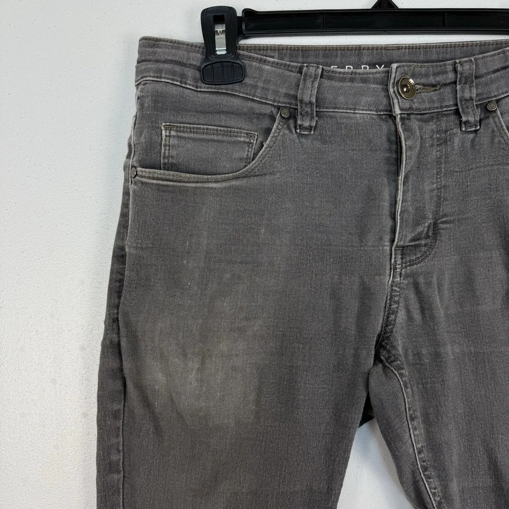 Perry Ellis Skinny Fit Stretch Jeans Men's 30x30 Gray Cotton Blend Low Rise